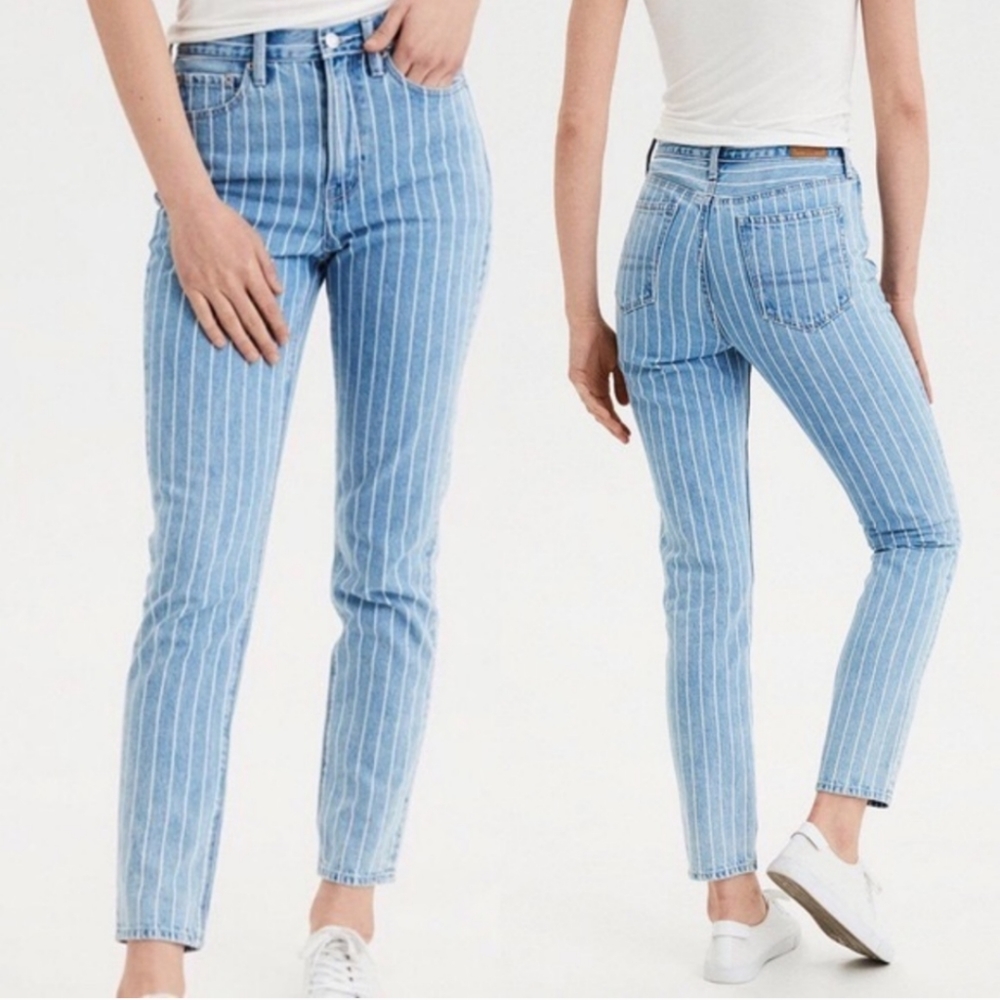 Striped Mom Jeans